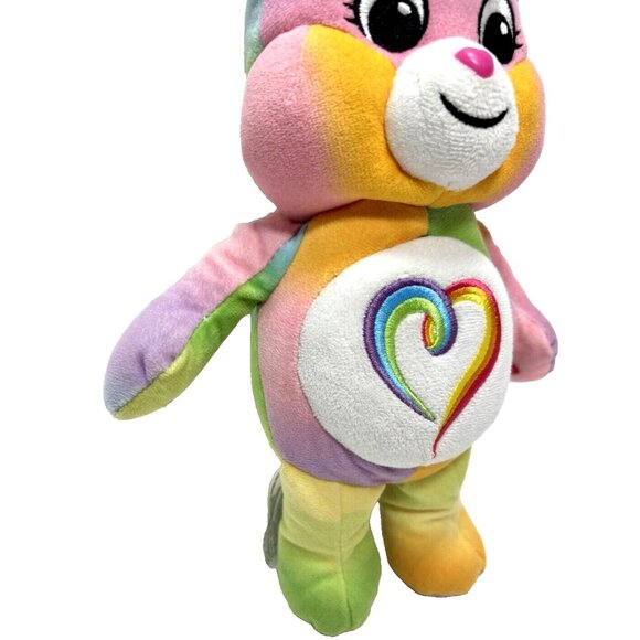 10" Rainbow Heart Care Bear Plush Stuffy Stuffed Bear, Colourful Heart Love, GUC - Picture 3 of 8